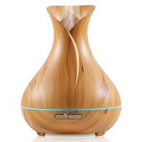 400ml Wood Grain Aromatherapy Essential Oil Diffuser, Ultrasonic Cool Mist Humidifier with 4 Timer Settings for Office, Room, Spa