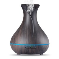 400ml Dark Wood Grain Aromatherapy Essential Oil Diffuser, Ultrasonic Cool Mist Humidifier with 4 Timer Settings for Office, Room, Spa