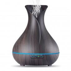 400ml Dark Wood Grain Aromatherapy Essential Oil Diffuser, Ultrasonic Cool Mist Humidifier with 4 Timer Settings for Office, Room, Spa