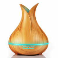 400ml Wood Grain Ultrasonic Aroma Cool Mist Humidifier with 7-Color LED Lights and Waterless Auto Shut-off for Home Office Hotel