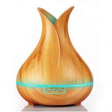 400ml Wood Grain Ultrasonic Aroma Cool Mist Humidifier with 7-Color LED Lights and Waterless Auto Shut-off for Home Office Hotel