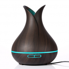 400ml Dark Wood Grain Ultrasonic Aroma Cool Mist Humidifier with 7-Color LED Lights and Waterless Auto Shut-off for Home Office Hotel