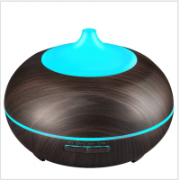 Hidly Wholesale 300ml Dark Wood Graid Ultrasonic Essential Oil Diffuser with Soothing Color LED for Office/ Home/ Yoga 