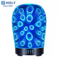 3D Glass 100ml Ultrasonic Cool Mist Aroma Diffuser with Color Changing LED Lights Popular in Malaysia, Europe