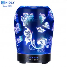 Creative High Quality 3D Glass 100ml Aromatherapy Ultrasonic Cool Mist Aroma Diffuser with Color Changing LED Lights