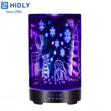 Deer Pattern Glass 100ml Ultrasonic Cool Mist Aroma Diffuser with Amazing 3D Visual Effect for Relaxation and Sleep