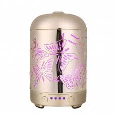 Butterfly 100ML Metal Essential Oil Aroma Diffuser Cool Mist Humidifier with 4 Time Setting and 7 Color Changing LED Lights 