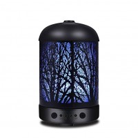 Metal Forest Pattern Aromatherapy Essential Oil Diffuser 100ml Cool Mist Ultrasonic Scent Air Humidifier with 7 Color Leds