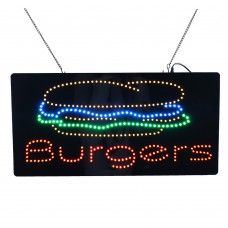 LED Burger Open Sign for Business Shop Store 24 x 12 inches