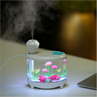 460ml USB Fish Tank Humidifier with Color Changing LED Night Light Fragrance Diffuser-Portable Home Decoration